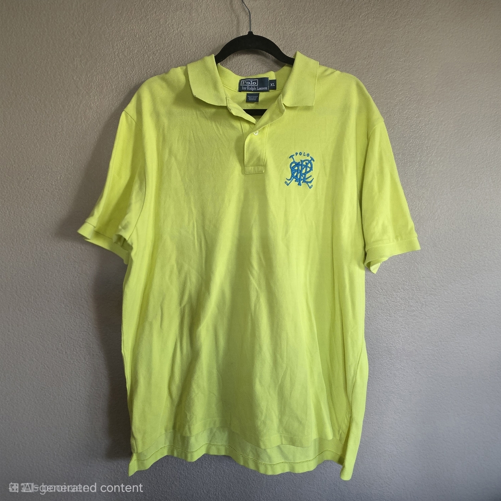 Polo Ralph Lauren Men's Neon Yellow Logo‎ Polo XL